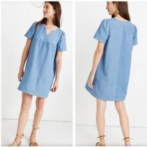 Madewell Denim Popover Swing Dress in Newsom Wash